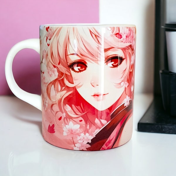 Tasse manga fille rose