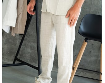 Handmade Men's Linen Pants | Mens Linen Summer Trousers | Linen Casual Pants | Clothing For Men | Men Organic Pants | Gift For Him