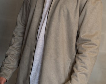 Men's Cotton Linen Jacket | Casual Linen Blazer | Classic Men Clothing | Long Sleeve | Zip Coat
