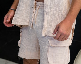 Men's Linen Basic Shorts | Summer Shorts | Shorts for Men | Cotton Linen Shorts | Men's Organic Clothes | Beach Shorts