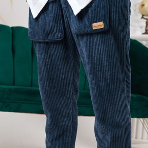 Handmade Men's Corduroy Pants, Wide Leg Pants, Linen Trousers, Winter Corduroy Straight Pants, Lounge Pants, Gift For Him