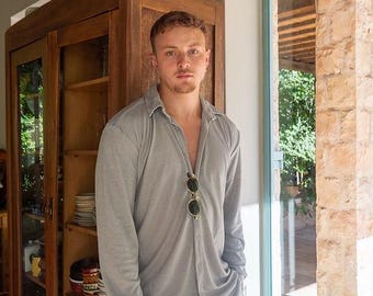 Handmade Men’s Linen Button-Up Shirt – Breathable, Lightweight & Casual Summer Wear