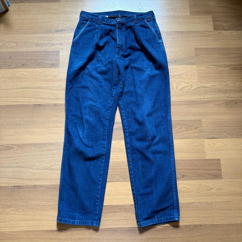 Vintage Wrangler jaren 90 dames Wrangler hoog getailleerde donkerblauwe denim westernjeans 30 x 32 afbeelding 1