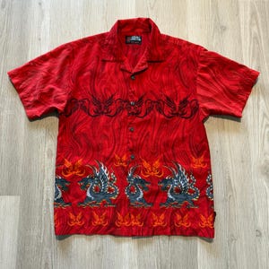 Vintage Y2k Flame Button Up - Etsy