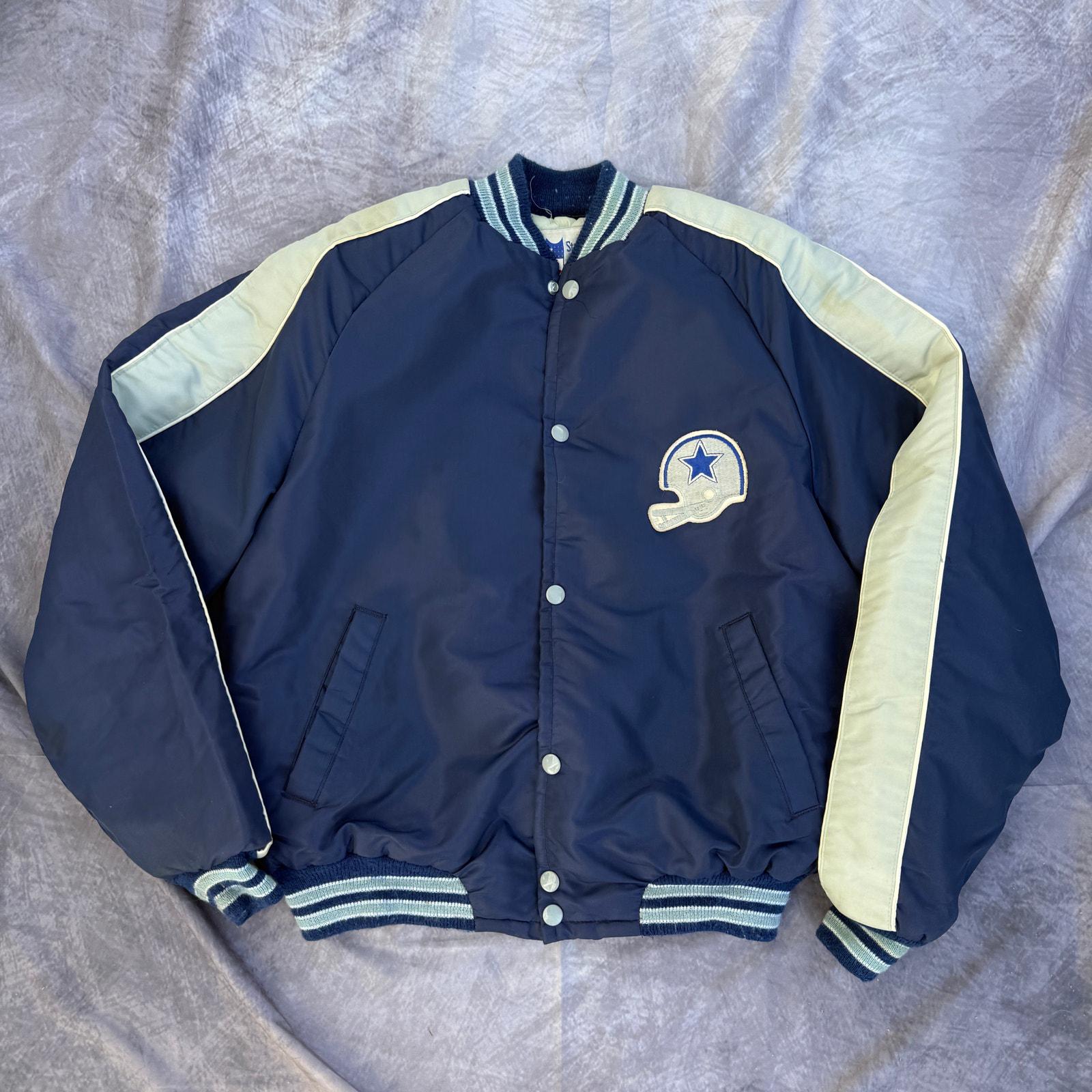 Vintage 80's Stahl-urban Dallas Cowboys NFL Blue Snap Quilted