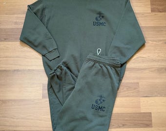 Bluza dresowa USMC Green Warm-Up z lat 90., rozmiar L
