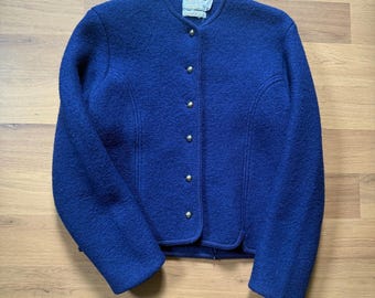 Dames vintage jaren 90 Tally-Ho blauwe Fair Isle wol Scandinavische vest trui maat M