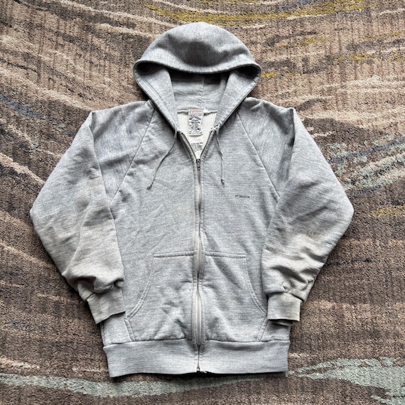 Vintage 80s Mcgregor Gray Thermal Lined Zip up Hoodie Sweatshirt