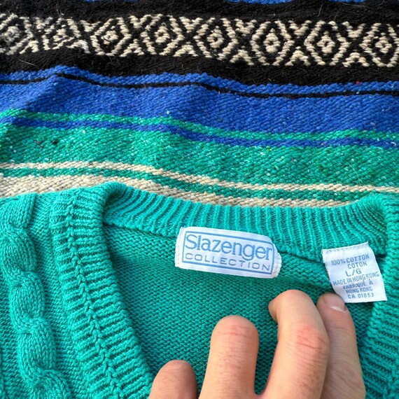 Pull Femme Slazenger Vert - Coton - Taille 8 (S) - Logo - Manches Longues