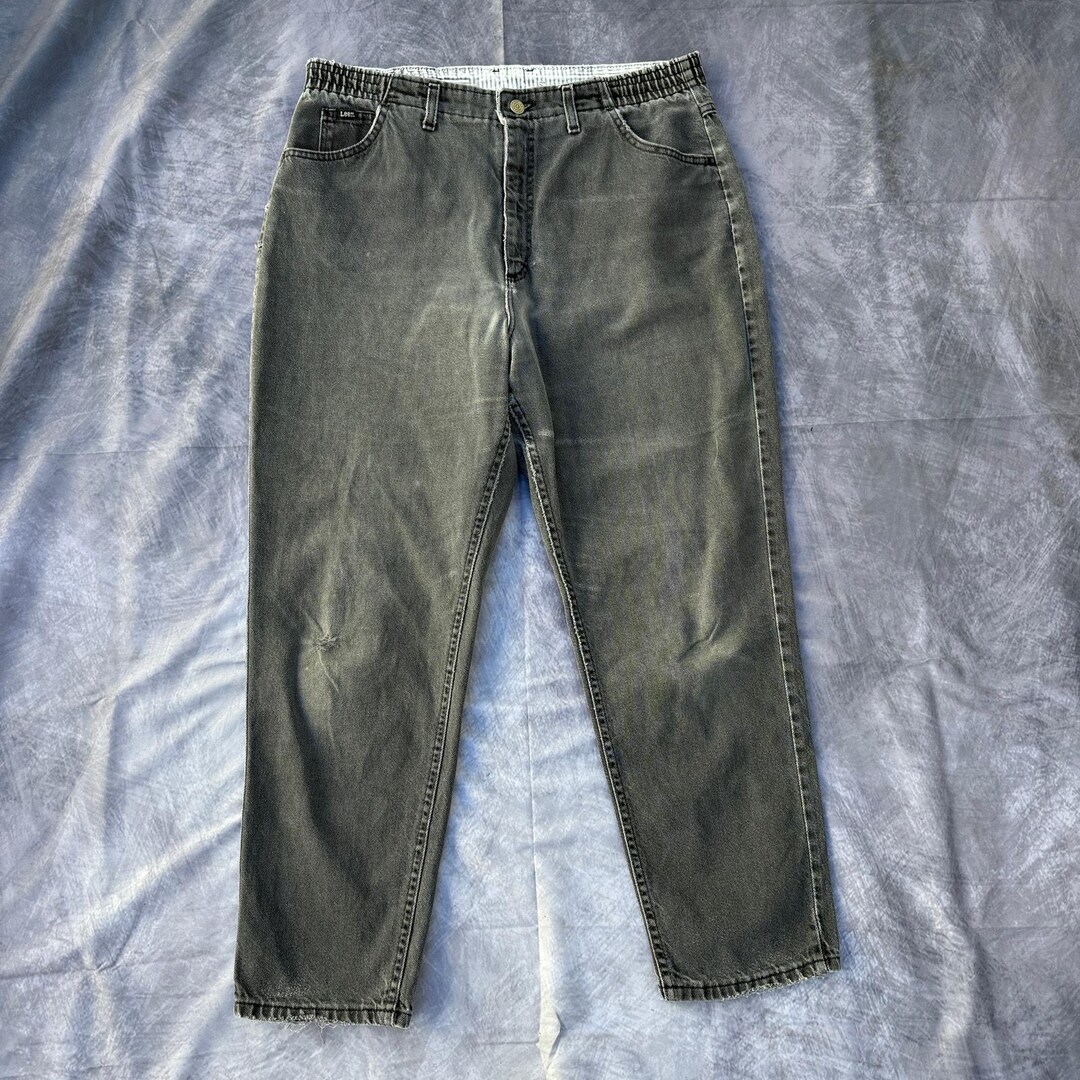 Women's Vintage 90's Lee Faded Black Denim Stretch Jeans Pants Sz