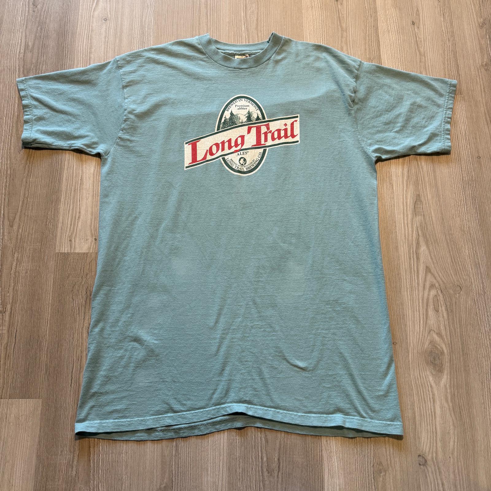 Vintage 90's Long Trail Brewing Co. Ale Beer Faded Green Vermont Shirt Sz 2XL