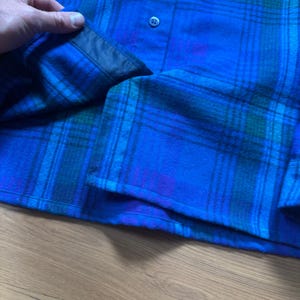 Women's Vintage 80's Pendleton Purple Blue Green Wool Flannel Shirt Sz 10 Medium image 5