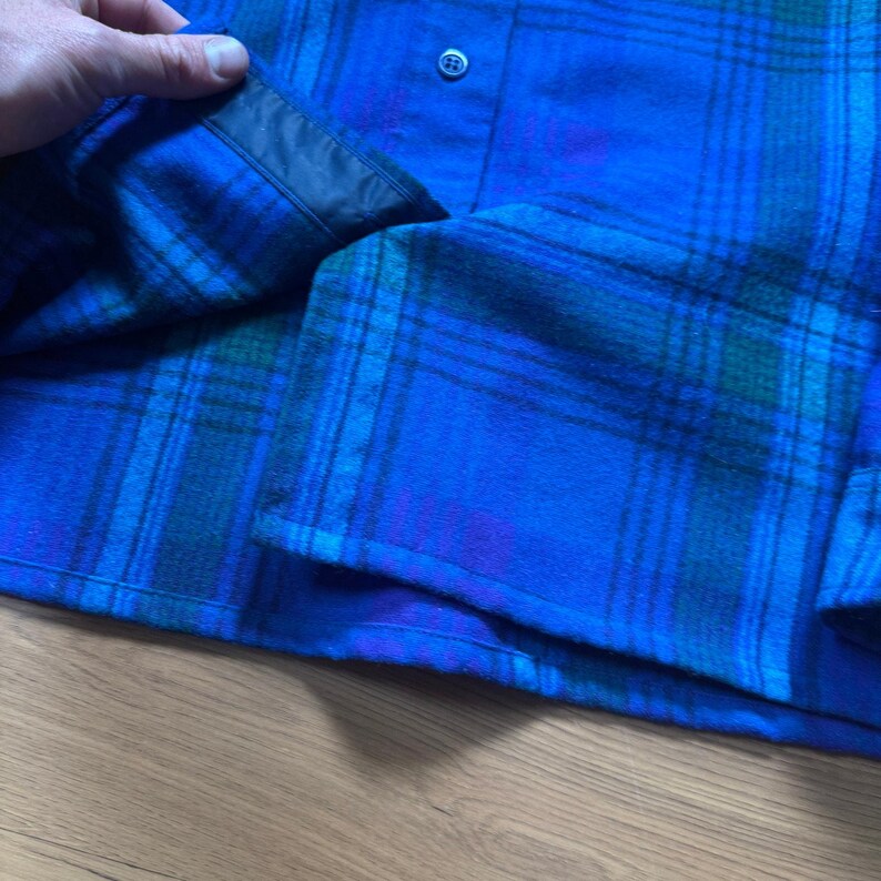Women's Vintage 80's Pendleton Purple Blue Green Wool Flannel Shirt Sz 10 Medium image 5