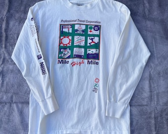 90年代ヴィンテージ ザ・マイル・ハイ・マイル デンバー コロラド ホワイト 長袖Tシャツ サイズM