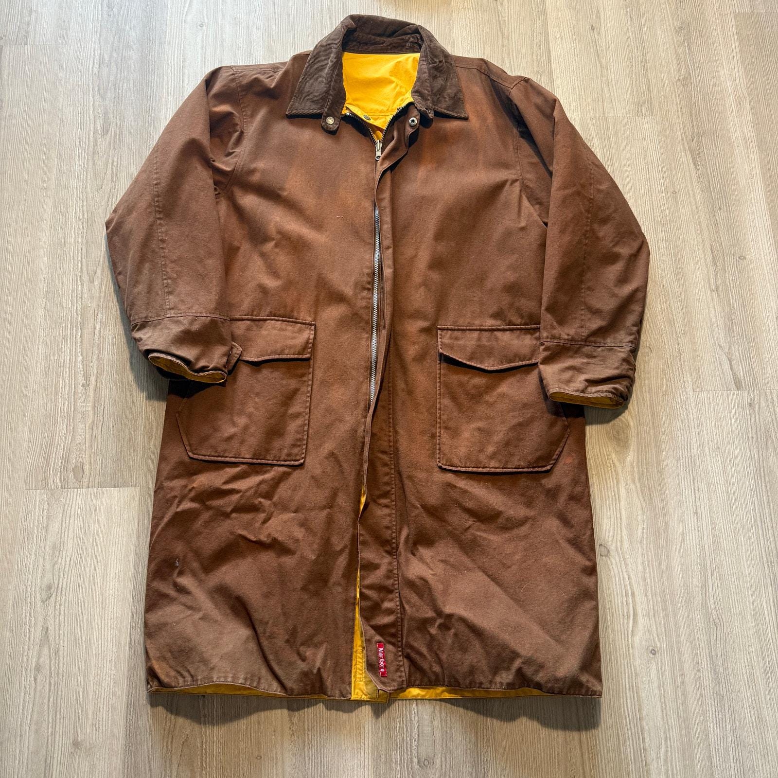 Vintage 90's Marlboro Cigarettes Brown Yellow Reversible Trench