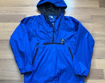 Vintage 90s Columbia Anorak Pullover Jacket Red Hooded Kangaroo