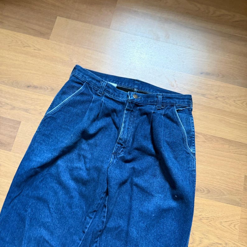 Vintage Wrangler jaren 90 dames Wrangler hoog getailleerde donkerblauwe denim westernjeans 30 x 32 afbeelding 2