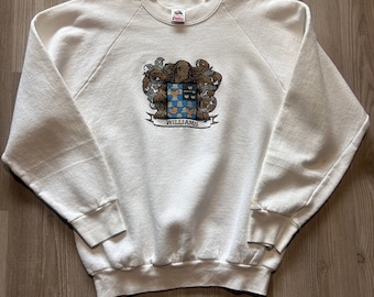 Vintage 80’s Williams Family Crest England White Crewneck Pullover Sweatshirt L