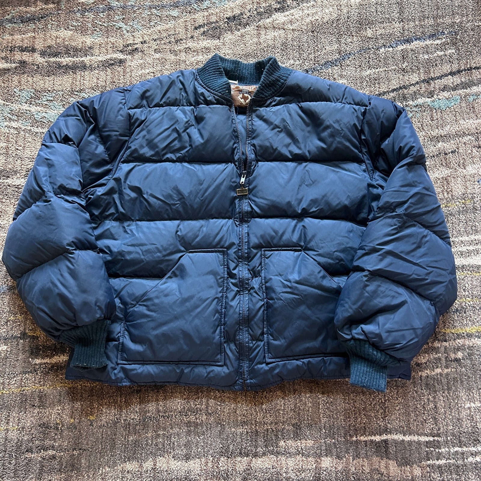 Men's Vintage 90's Walls Goose Down Navy Blue Bomber Puffer