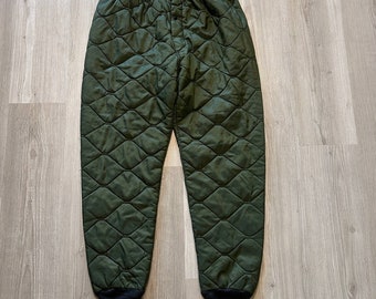 Herren Vintage 70er Jahre Gesteppter Militär Militär Hose Grün Hose Hose Sz Large L