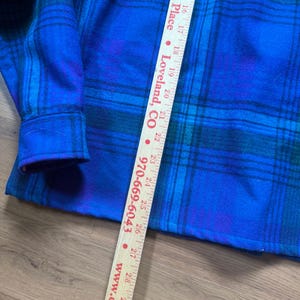 Women's Vintage 80's Pendleton Purple Blue Green Wool Flannel Shirt Sz 10 Medium image 8