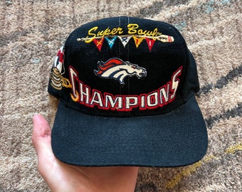 NWT Vintage Logo Athletic Denver Broncos Super Bowl 32 Black SnapBack Cap Hat