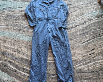 Men's Vintage 1960's Dickies Pale Blue Work Coveralls Bibs Jumpsuit Sz 44 Long
