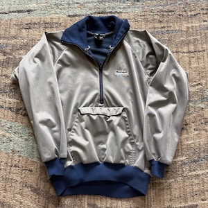 Vintage 80&#39;s Marmot Mountain Works Silver Blue Gore-Tex Pullover Jacket Sz Small