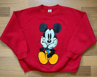 Damen Vintage 90er Jahre Mickey Mouse Disney Doppelseitig Rundhals Sweatshirt Sz L