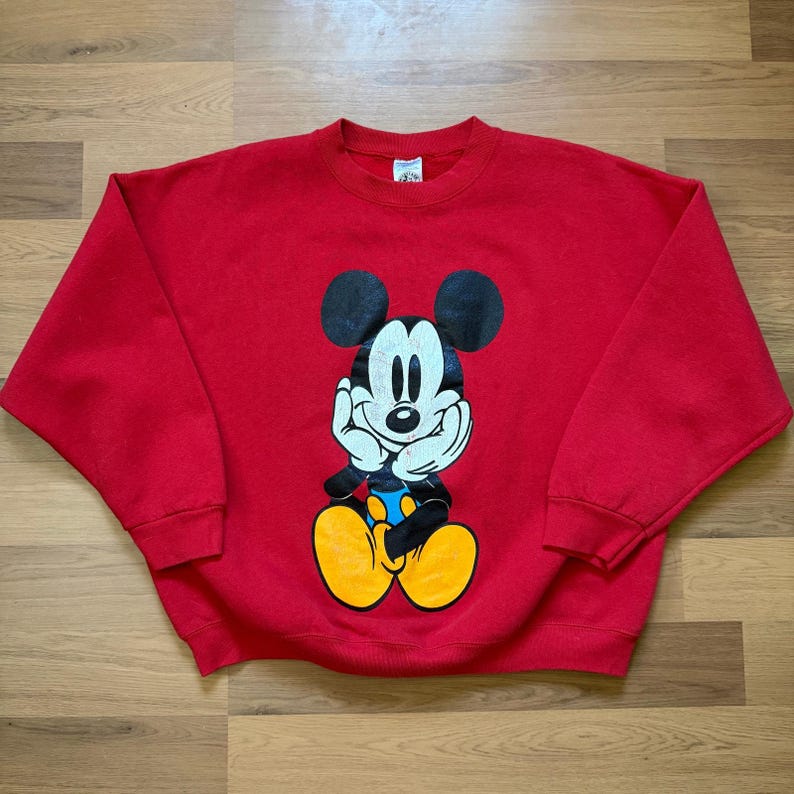 Women's Vintage 90's Mickey Mouse Disney Double Sided Crewneck Sweatshirt Sz L image 1