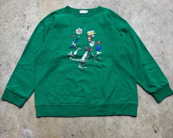 Bluza z okrągłym dekoltem Dr. Seussa Kot w Kapeluszu z 1994 roku w kolorze zielonym, rozmiar M