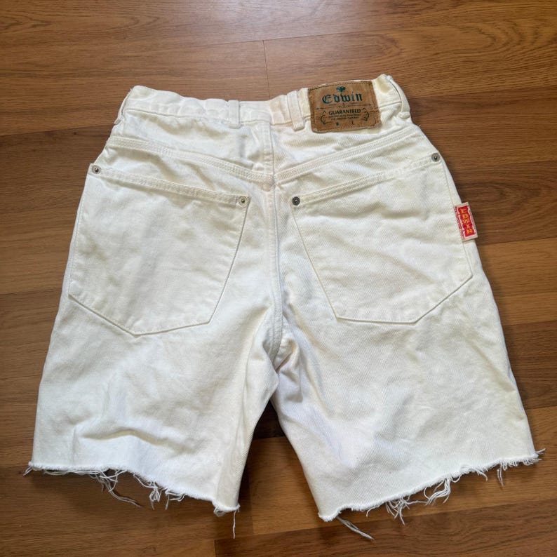 Lot of 2 Women's Vintage 1970's Edwin White Cutoff Denim Jean Shorts Jorts Sz 26 image 4