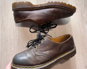 Herren Vintage Dr. Doc Martens Braun Leder Low Top Oxford Schuhe Stiefel Gr. 9 US