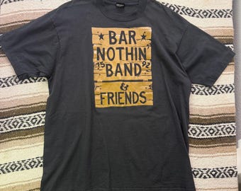 Vintage 90's Bar Nothing Band and Friends Black Gold Concert Tee Shirt Sz XL VTG