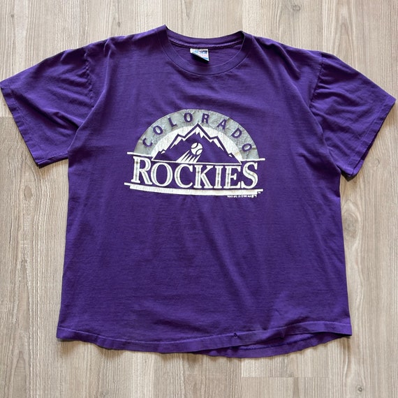 Vintage 1991 Colorado Rockies Faded Purple Silver… - image 1