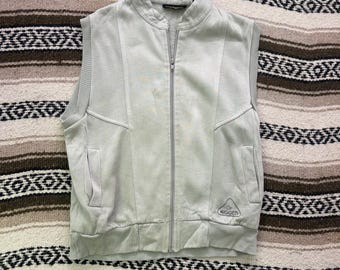 Vintage 80's GT Nuggets Gray Fleece Zip Up Athletic Retro Vest Jacket Sz Medium