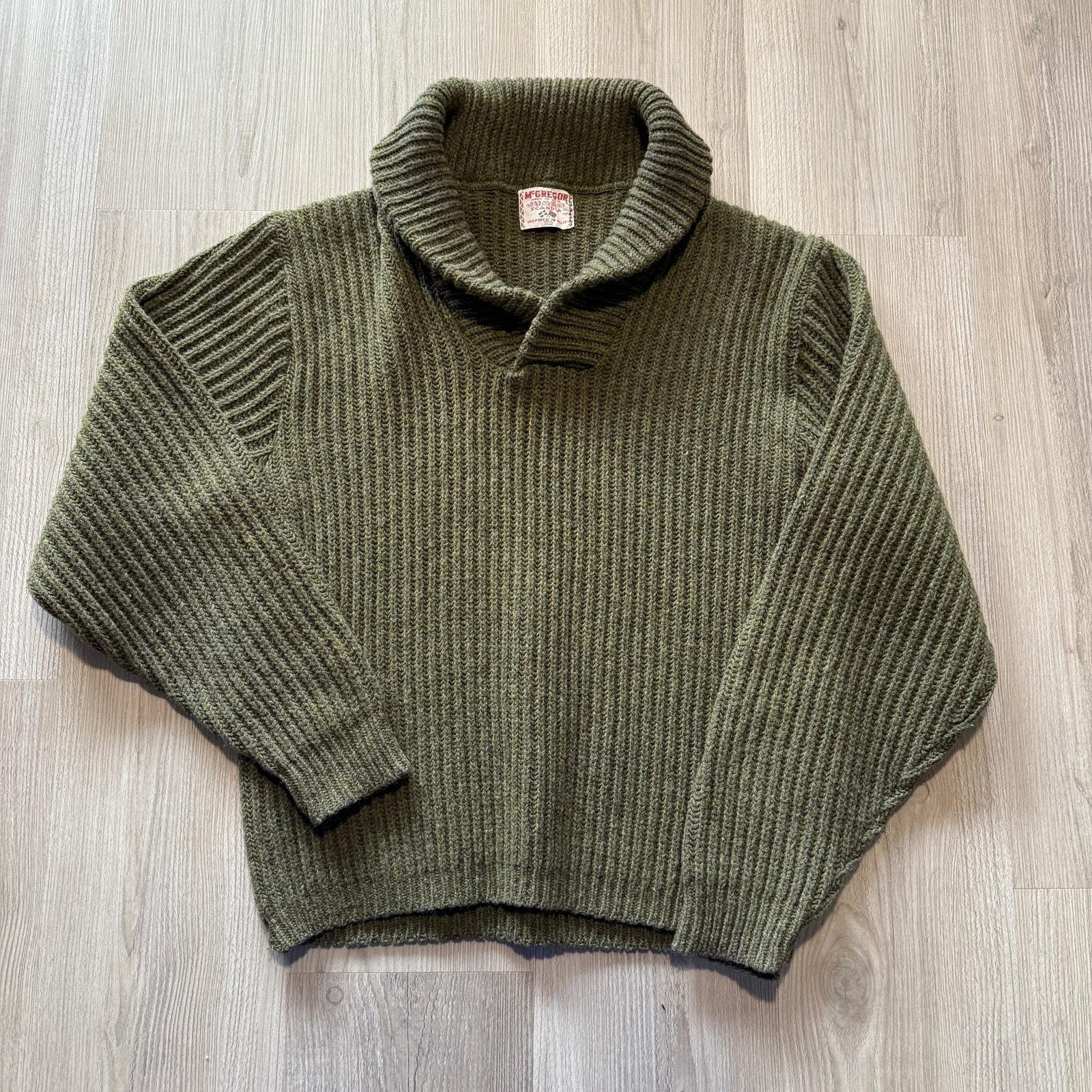 Men's Vintage 60's Mcgregor Jumbo Scandia Green Knit Shawl