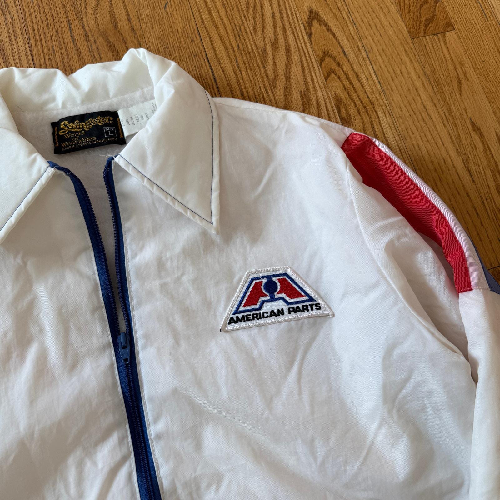 Vintage 80's Swingster American Parts White Fleece Lined Zip up