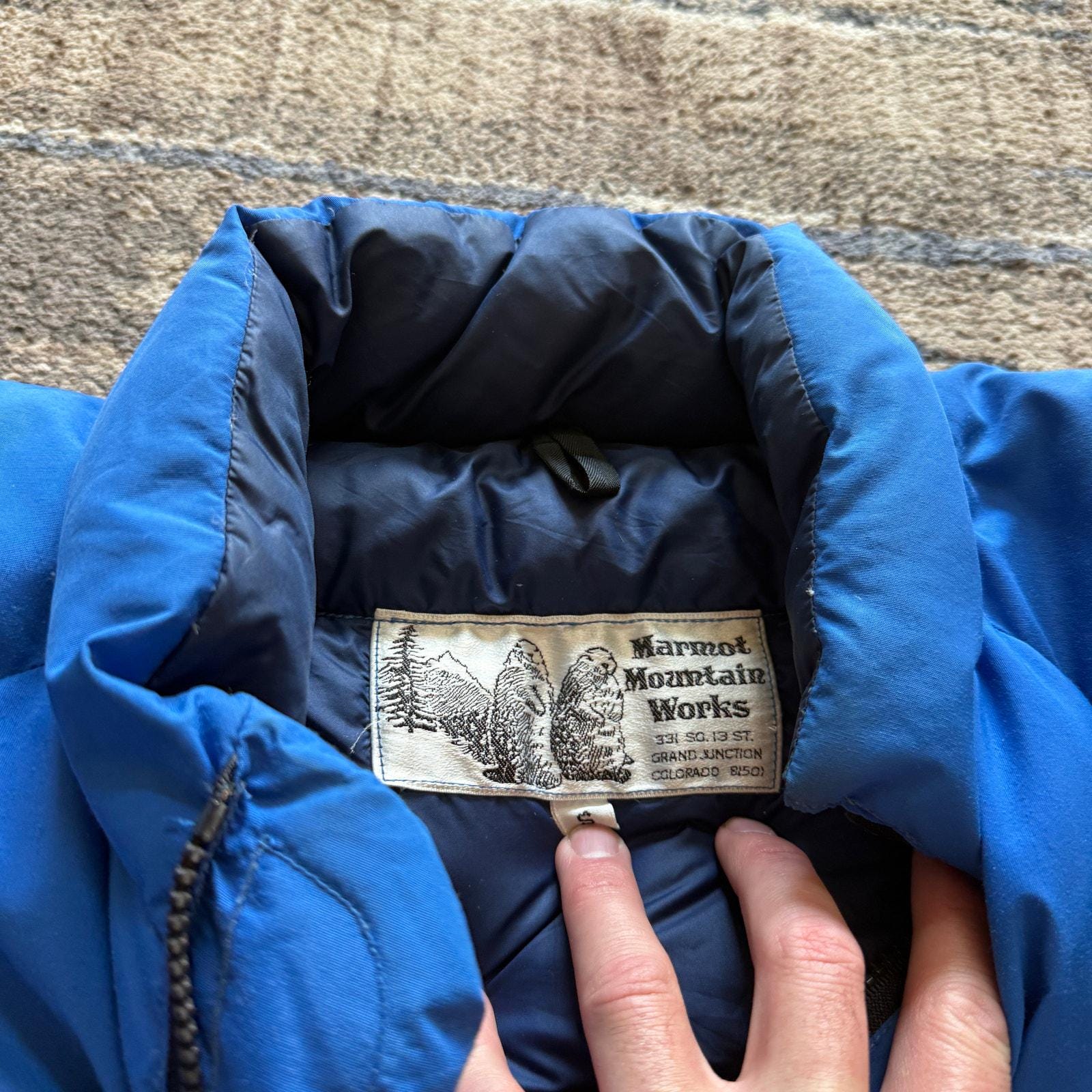 Men's Vintage 70's Marmot Mountain Works Blue Goose Down Puffer