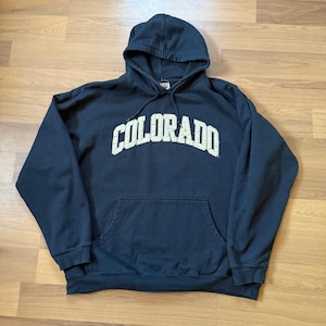 Vintage 2000's CU Buffs Colorado Buffaloes Black Gold Hoodie Sweatshirt Sz XL