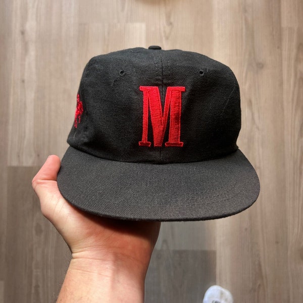 Men's Vintage 90's Marlboro Cigarettes Promotional Black Red Strap-Back Hat Cap