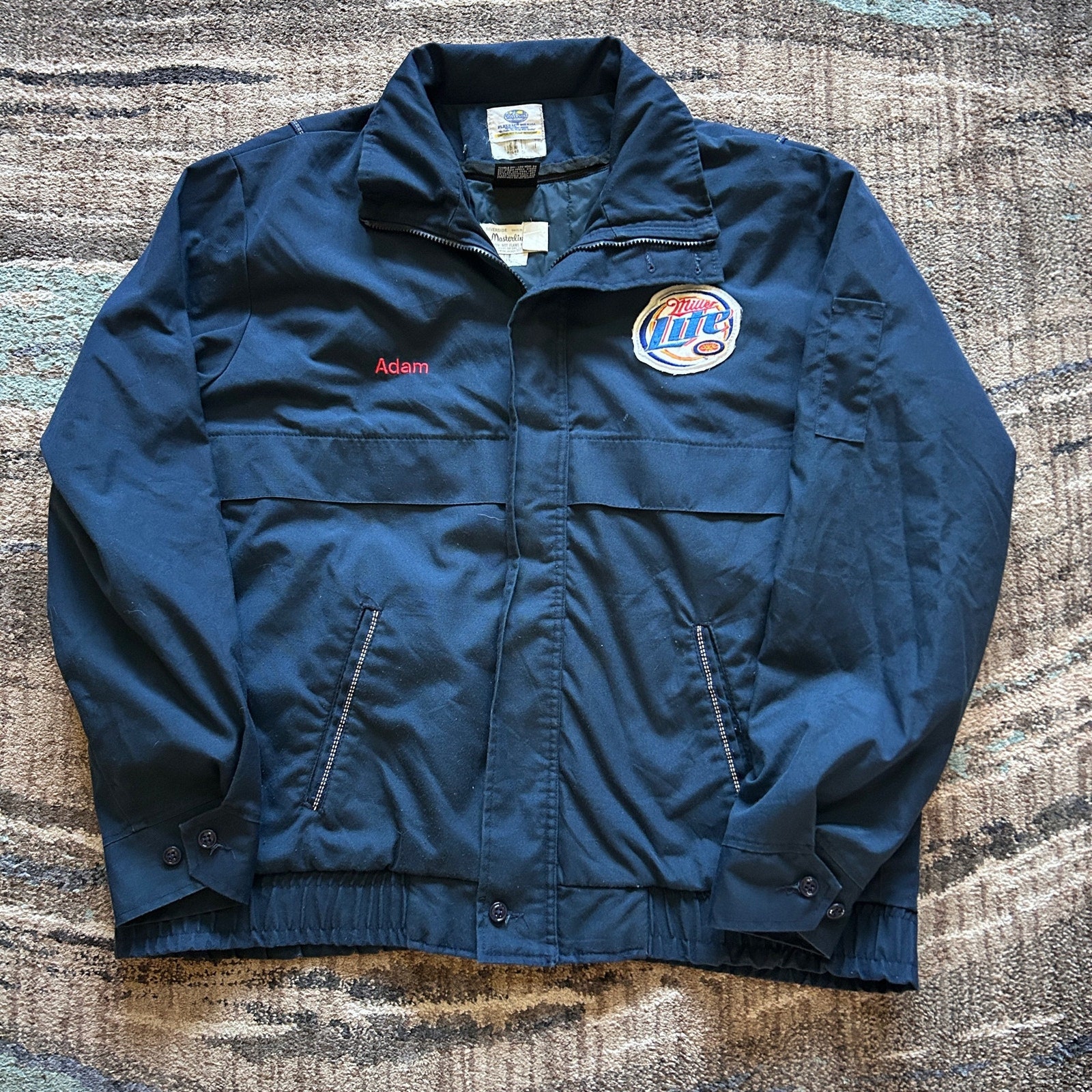 Mens Vintage 90s Miller Lite Beer Navy Blue Zip up Work Mens Vintage 90s Miller Lite Beer Navy Blue Zip up Work