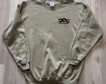 Vintage 90s Yellowstone National Park Clay Crewneck Pullover Sweatshirt Sz Large