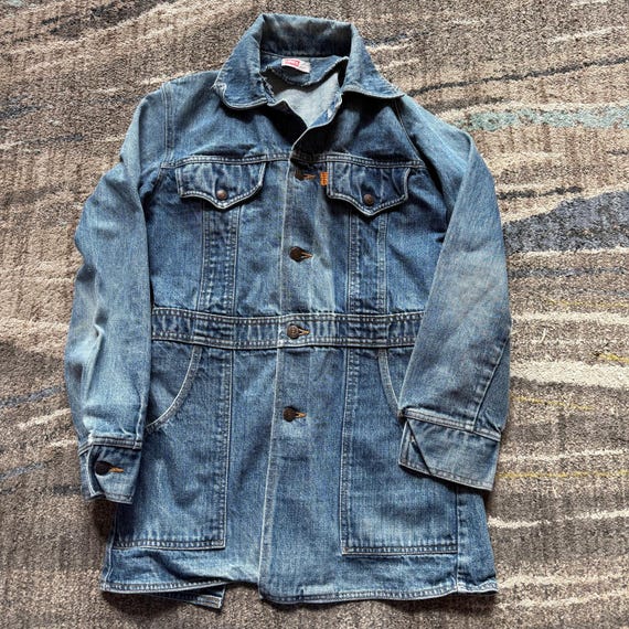 Vintage 70s Levi's Orange Tab Denim Blue Jean Safari Split Chore