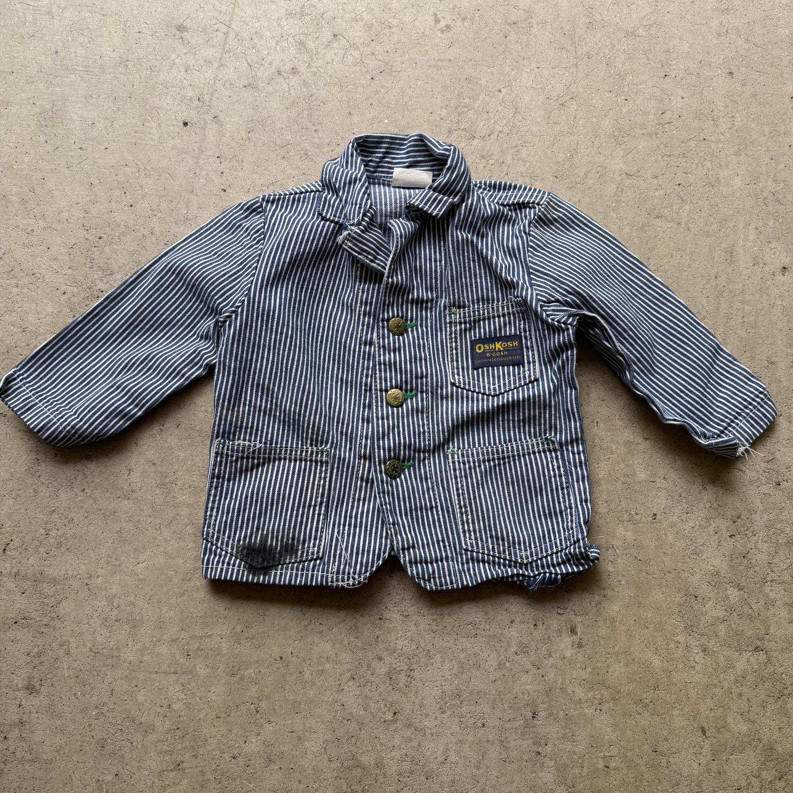 Toddlers Vintage 70's Oshkosh B'gosh Railroad Striped Chore Coat
