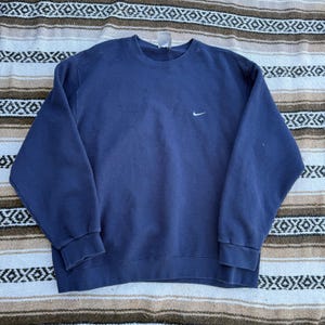 Men's Vintage 90's Nike Essential Navy Blue Crewneck Pullover Sweatshirt Sz XL image 1