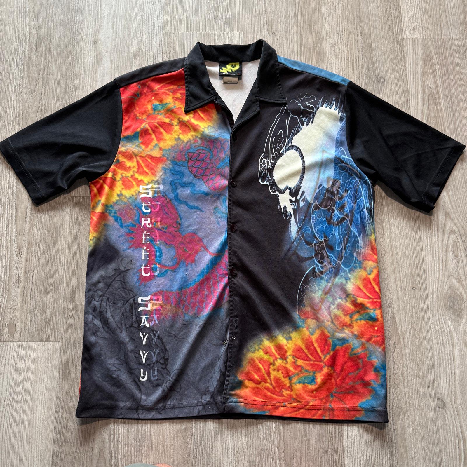 Men's Vintage 90's Street Savy Japanese Dragon Button up