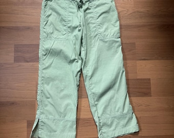 Vintage 2000's Y2k Prana lichtgroene stretch-capri-wandelbroek dames, maat XS