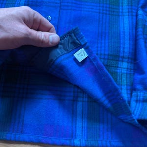 Women's Vintage 80's Pendleton Purple Blue Green Wool Flannel Shirt Sz 10 Medium image 6