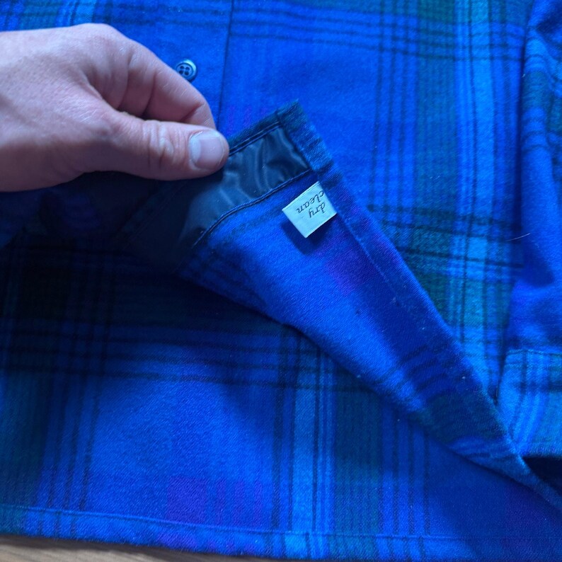 Women's Vintage 80's Pendleton Purple Blue Green Wool Flannel Shirt Sz 10 Medium image 6